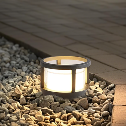 Industrial Metal Cylindrical Gray Outdoor Lamp Garden