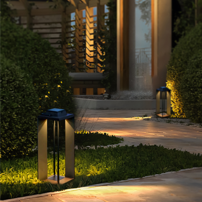 Modern Metal Acrylic Cylindrical Black Outdoor Floor Lamp Garden