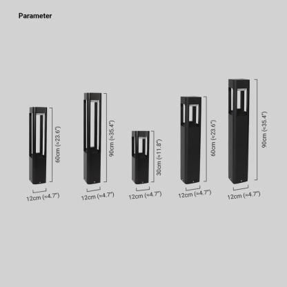 Modern Metal Acrylic Square Black Outdoor Path Light Outdoor