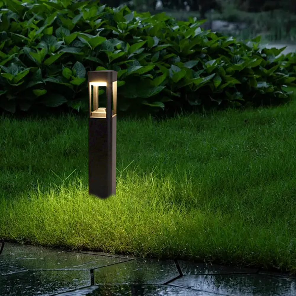 Modern Metal Acrylic Square Black Outdoor Path Light Outdoor