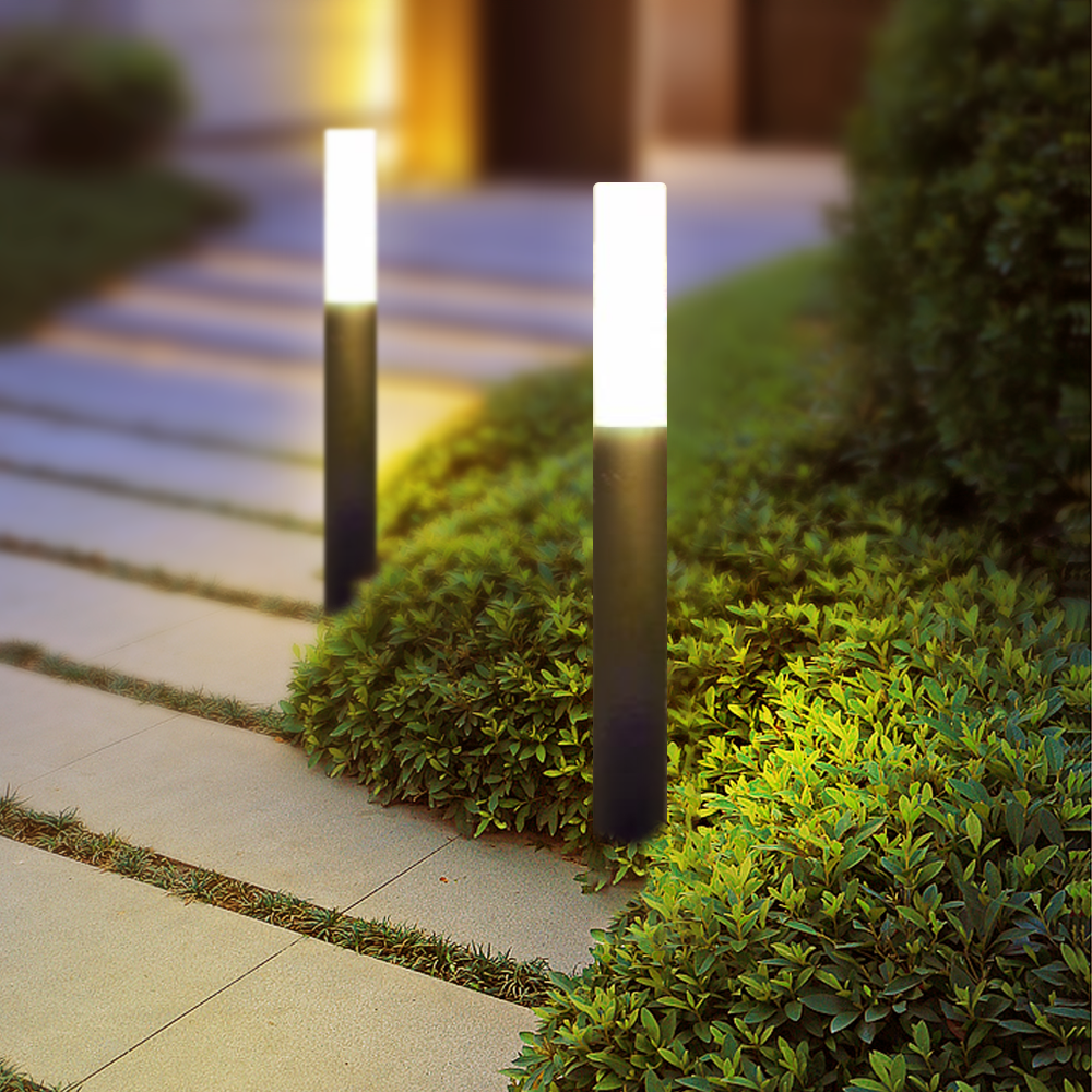 Modern Metal Acrylic Cylindrical Black Outdoor Path Light