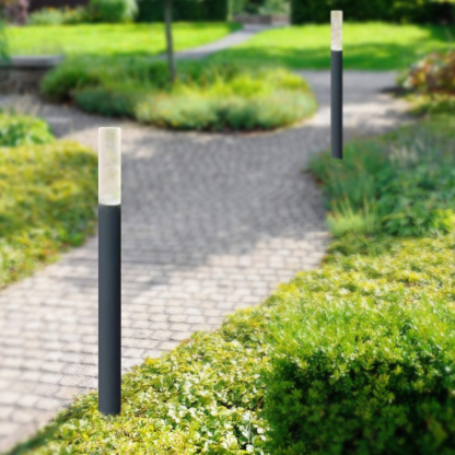 Modern Metal Acrylic Cylindrical Black Outdoor Path Light