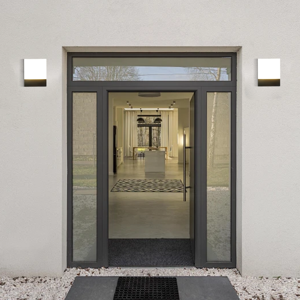 Modern Metal Acrylic Square Black White Outdoor Wall Light Garden