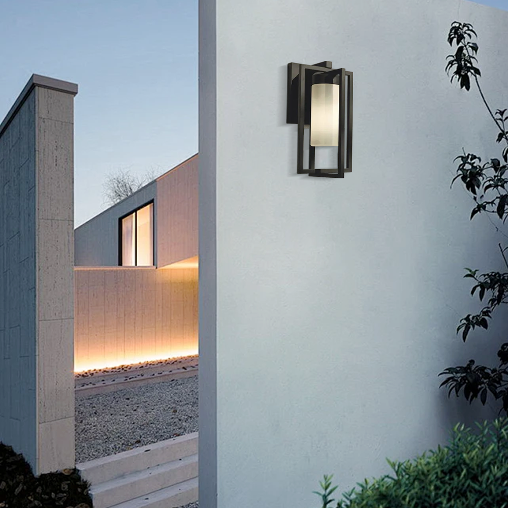 Modern Metal Rectangular Black Outdoor Wall Lamp Courtyard