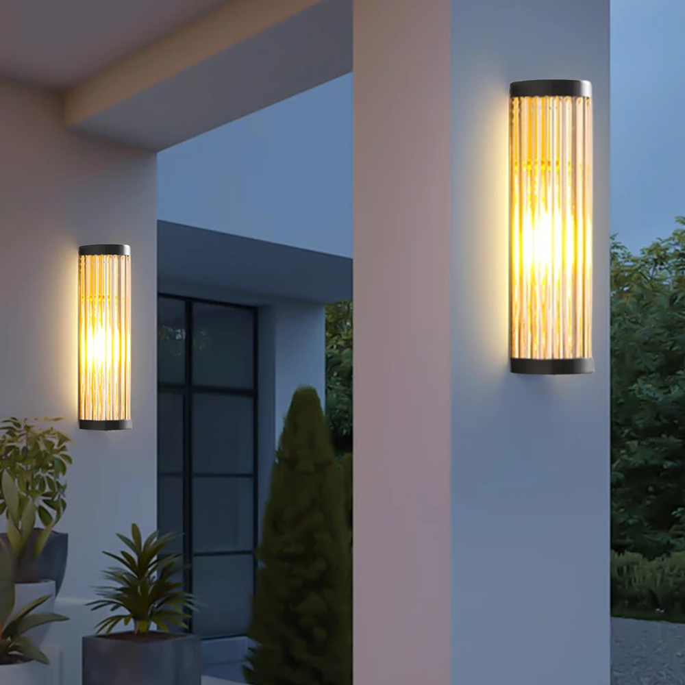 Modern Metal Cylindrical Black Wall Lamp Garden