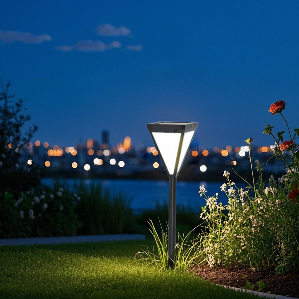 Modern Metal Triangles Black Outdoor Lamp Garden