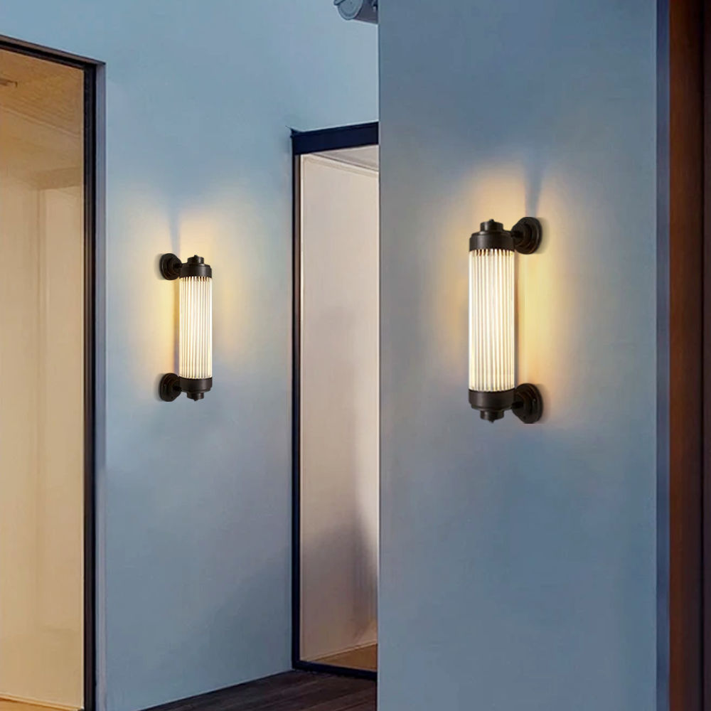 Modern Glass Cylindrical Bronze Outdoor Wall Light Terrace