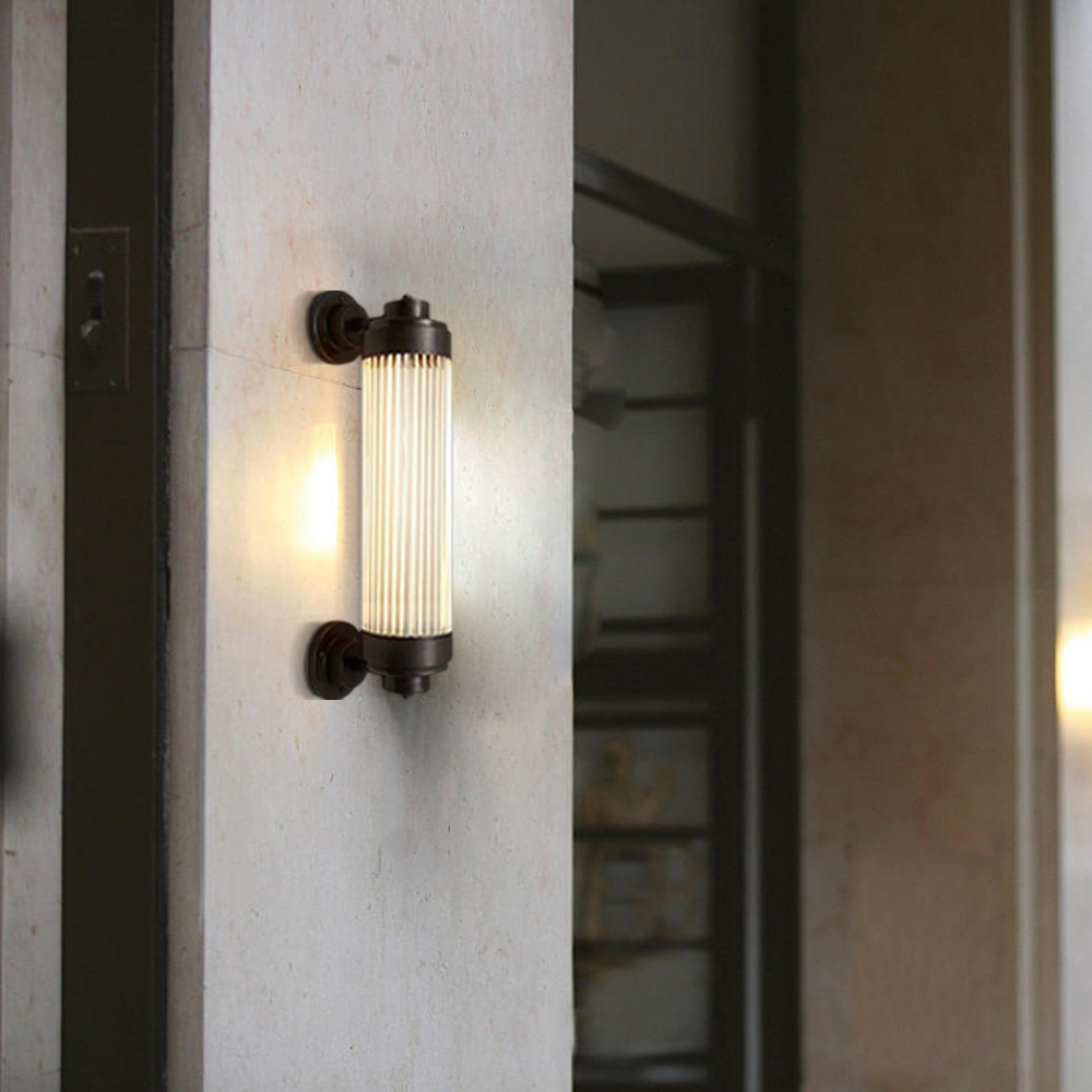 Modern Glass Cylindrical Bronze Outdoor Wall Light Terrace