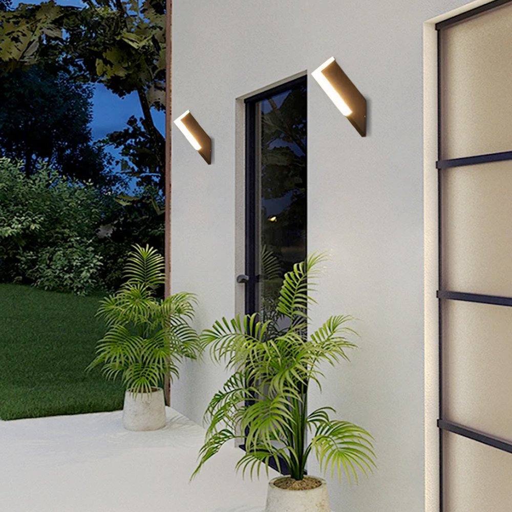 Modern Metal And Acrylic Polygonal Outdoor Wall Lamp Black