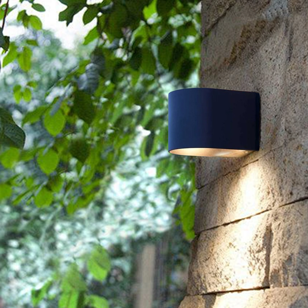 Modern Metal Cylindrical Black Wall Lamp Outdoor