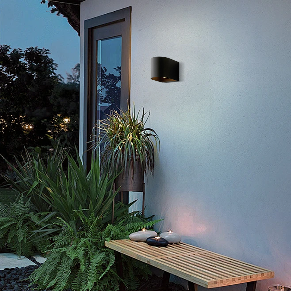 Modern Metal Cylindrical Black Wall Lamp Outdoor | Riofu