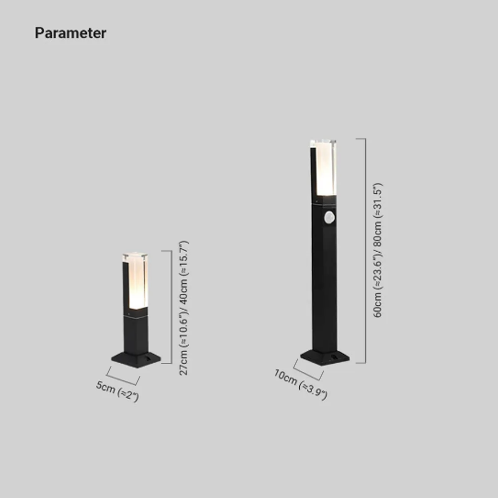 Modern Metal Cylindrical Gray Outdoor Lamp Garden