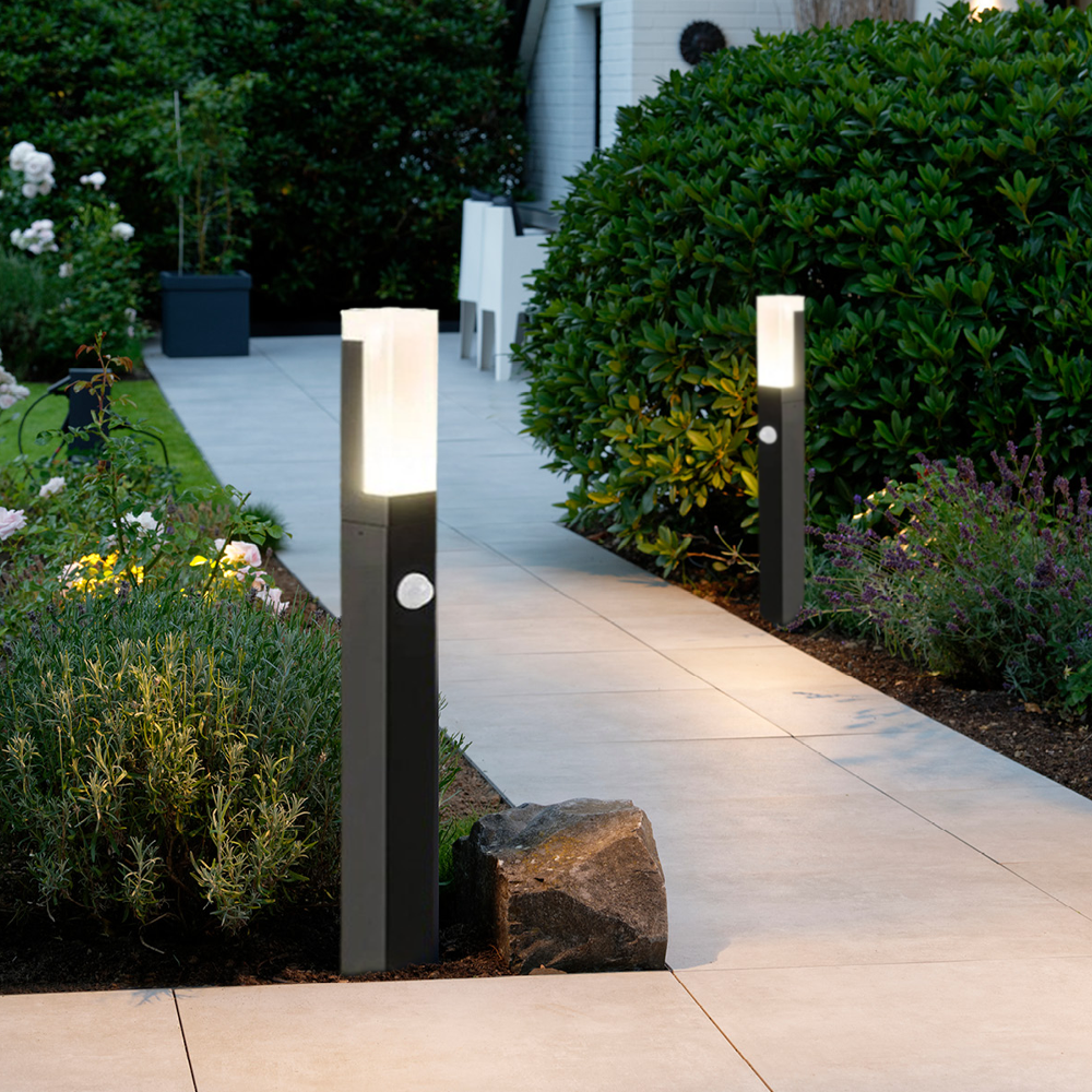 Modern Metal Cylindrical Gray Outdoor Lamp Garden