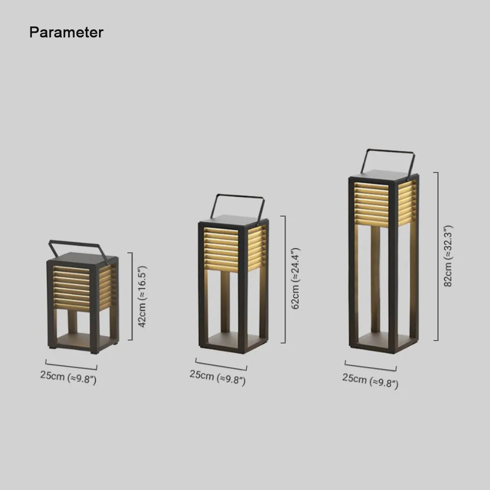 Modern Metal Acrylic Rectangular Black Outdoor Floor Lamp