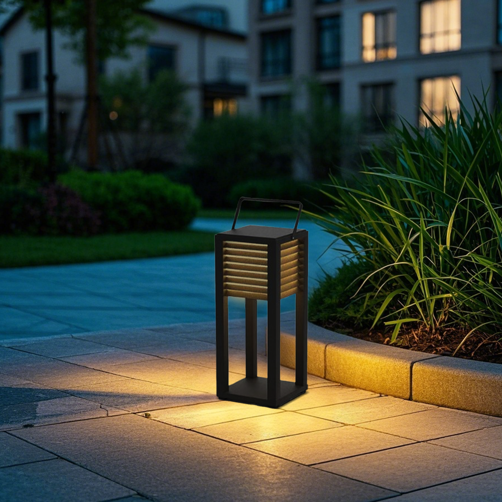 Modern Metal Acrylic Rectangular  Black Outdoor Floor Lamp