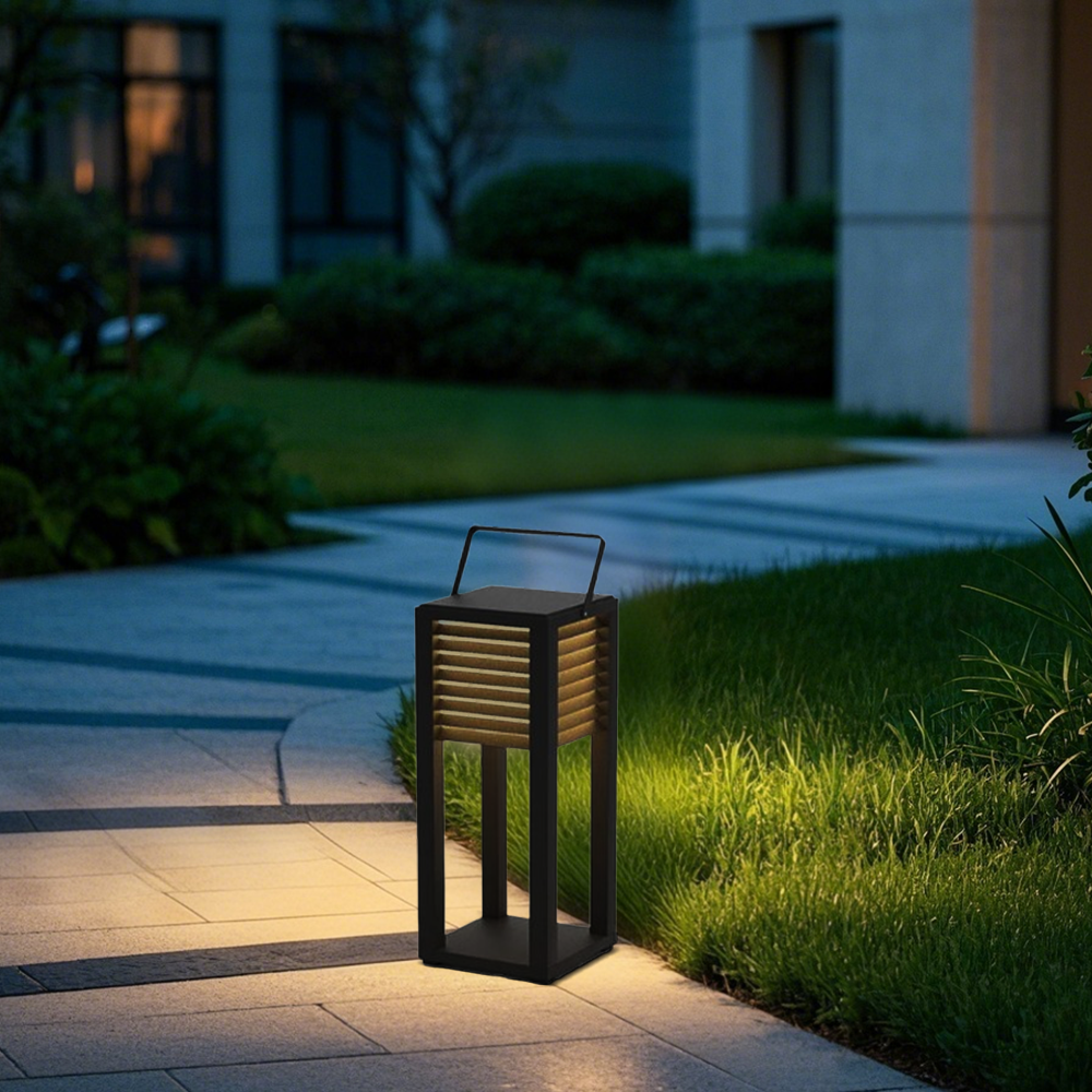 Modern Metal Acrylic Rectangular Black Outdoor Floor Lamp