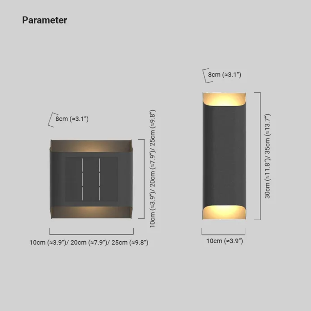Modern Metal Rectangular Black Wall Lamp Outdoor