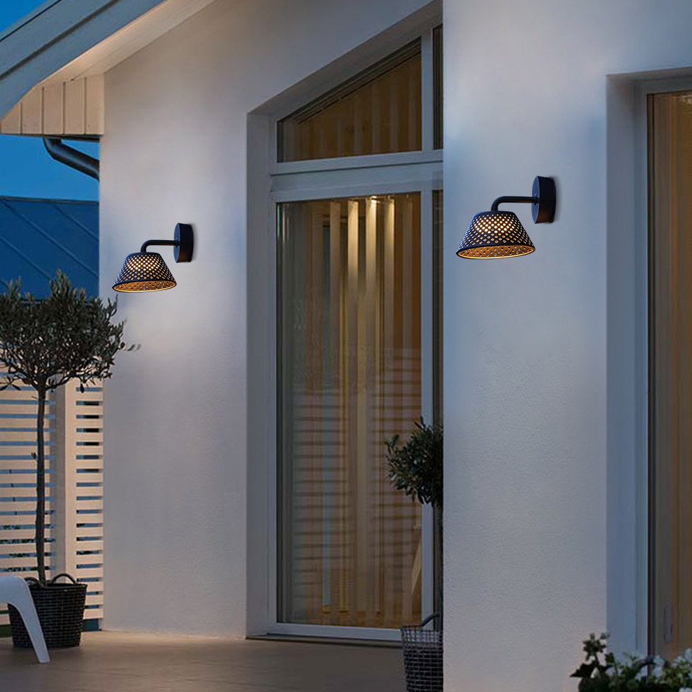 Industrial Metal Hooded Black Wall Lamp Outdoor