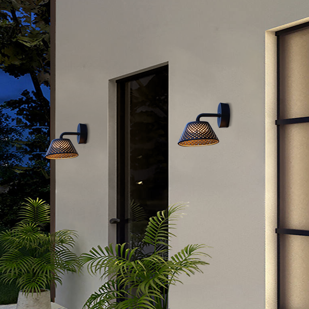 Industrial Metal Hooded Black Wall Lamp Outdoor