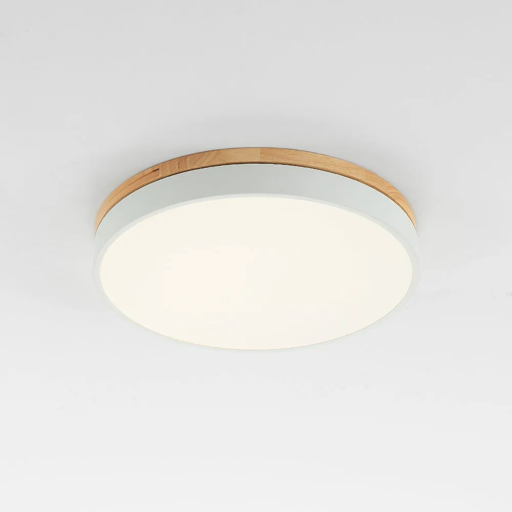 Nordic LED Round Metal/Wood Flush Mount Ceiling Light White/Green