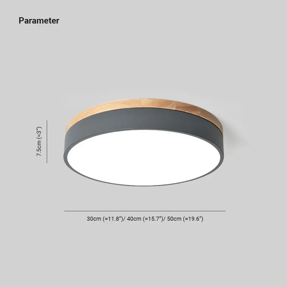 Nordic LED Round Metal/Wood Flush Mount Ceiling Light White/Green