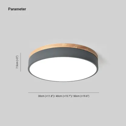 Nordic LED Round Metal/Wood Flush Mount Ceiling Light White/Green