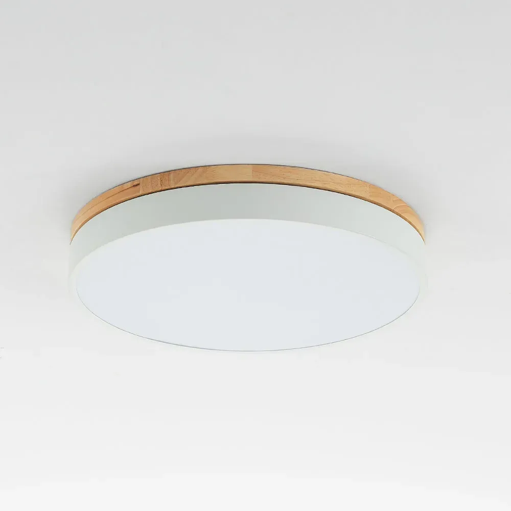 Nordic LED Round Metal/Wood Flush Mount Ceiling Light White/Green