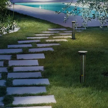 Modern Metal Cylindrical Black Outdoor Bollard Light Outdoor