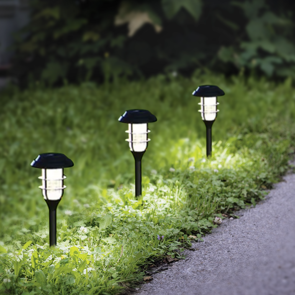Modern Metal Cylindrical Black Outdoor Bollard Light Garden