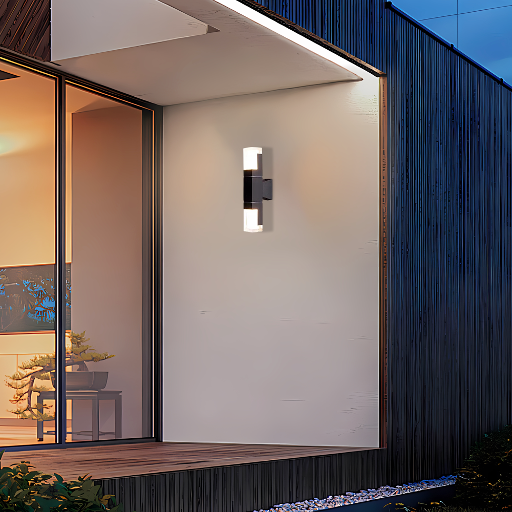 Modern Metal Acrylic Black Linear Outdoor Wall Light Garden