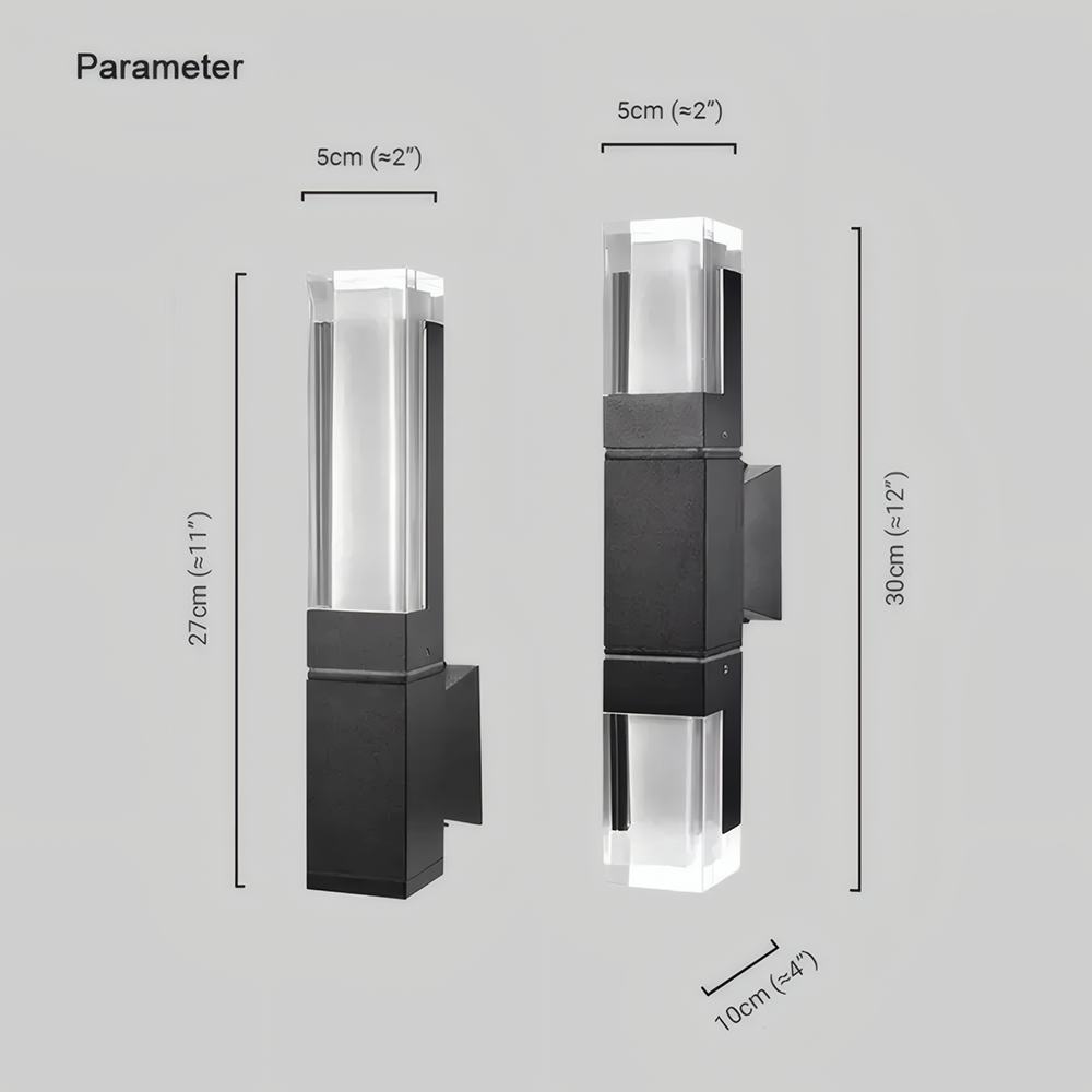 Modern Metal Acrylic Black Linear Outdoor Wall Light Garden