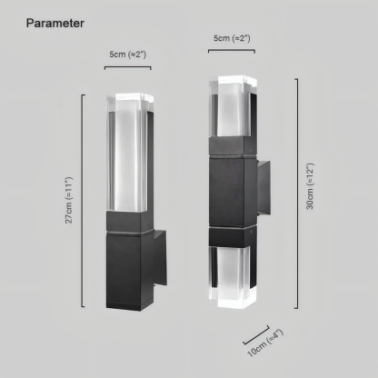 Modern Metal Acrylic Black Linear Outdoor Wall Light Garden