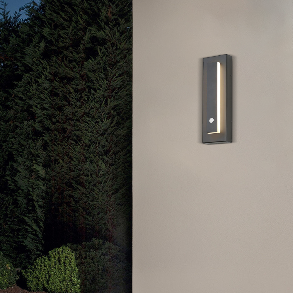 Modern Metal Acrylic Rectangular Black Outdoor Wall Light Garden