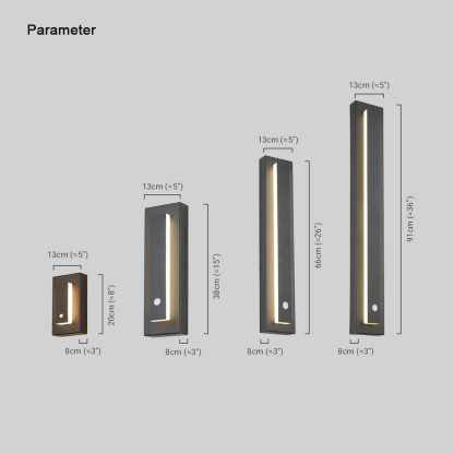 Modern Metal Acrylic Rectangular Black Outdoor Wall Light Garden
