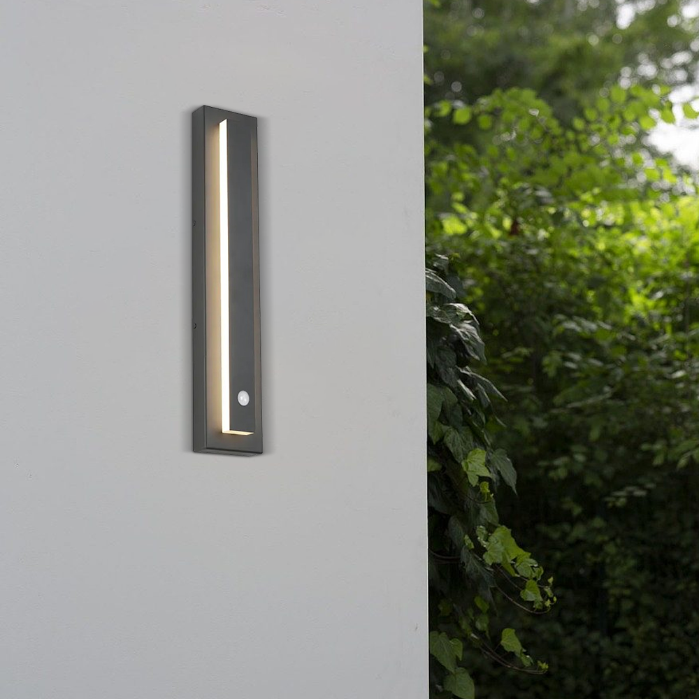 Modern Metal Acrylic Rectangular Black Outdoor Wall Light Garden