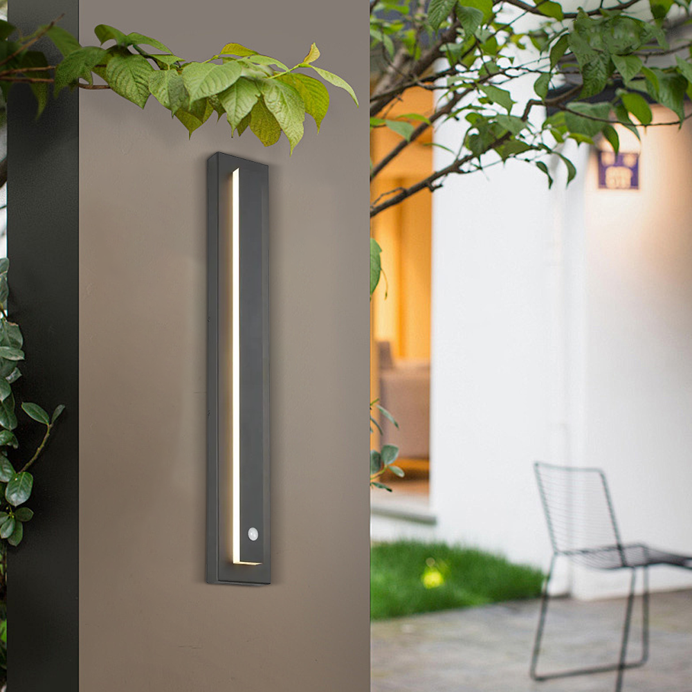 Modern Metal Acrylic Rectangular Black Outdoor Wall Light Garden