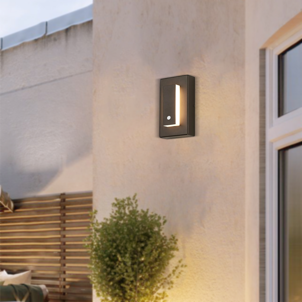Modern Metal Acrylic Rectangular Black Outdoor Wall Light Garden