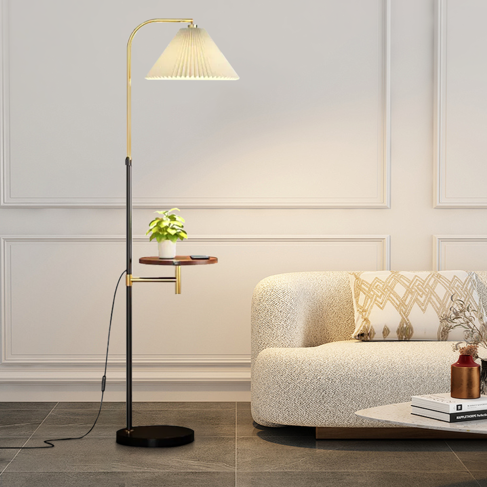 Vintage Metal Hooded Gold Floor Lamp LIving Room