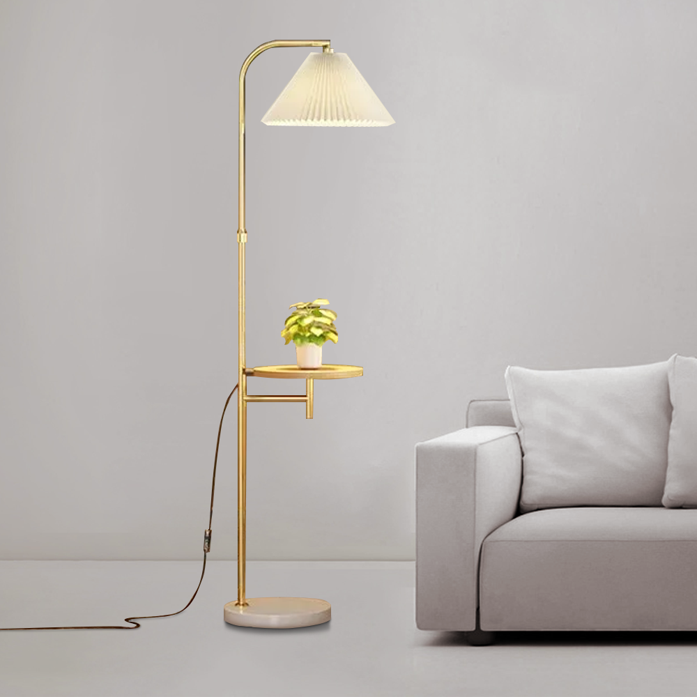 Vintage Metal Hooded Gold Floor Lamp LIving Room