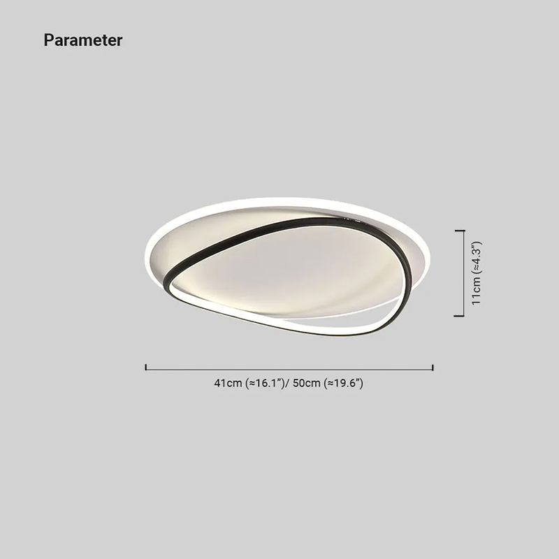 Riofu Modern Metal Silicagel Duo-Ring White Black Study Room Ceiling Light