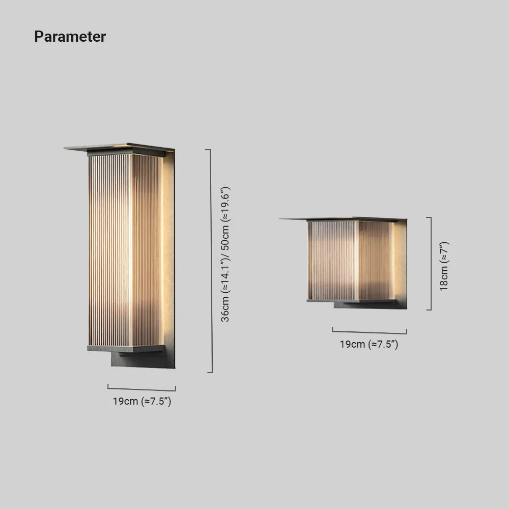 Industrial Metal Acrylic Rectangular Black Outdoor Wall Lamp