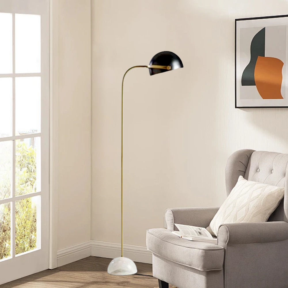 Modern Metal Bowled Silver Floor Lamp Bedroom