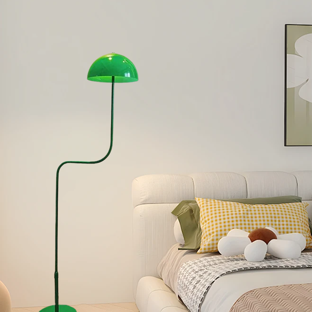 Designer Metal Glass Hooded Green Floor Lamp Bedroom