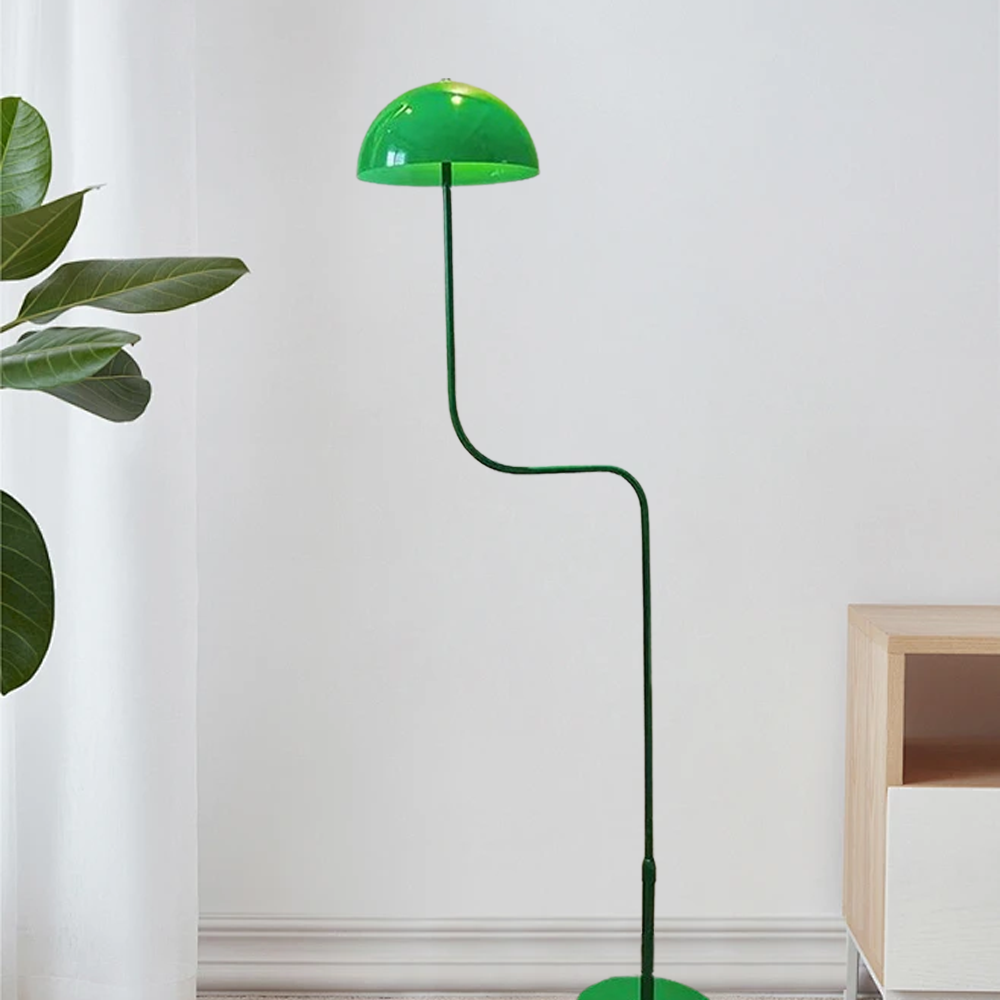 Designer Metal Glass Hooded Green Floor Lamp Bedroom