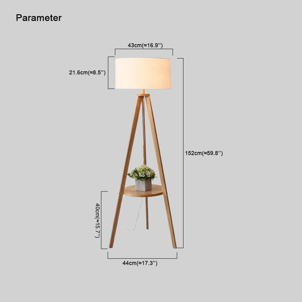 Nordic Wooden Cylindrical Wood Floor Lamp Living Room