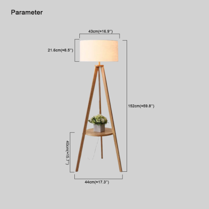 Nordic Wooden Cylindrical Wood Floor Lamp Living Room
