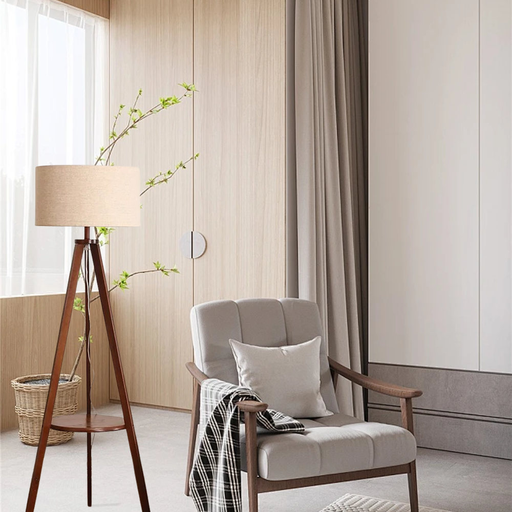 Nordic Wooden Cylindrical Wood Floor Lamp Living Room