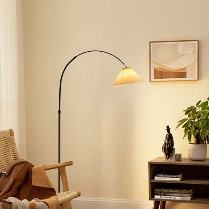 Modern Metal Fabric Hooded Yellow Green Floor Lamp Bedroom