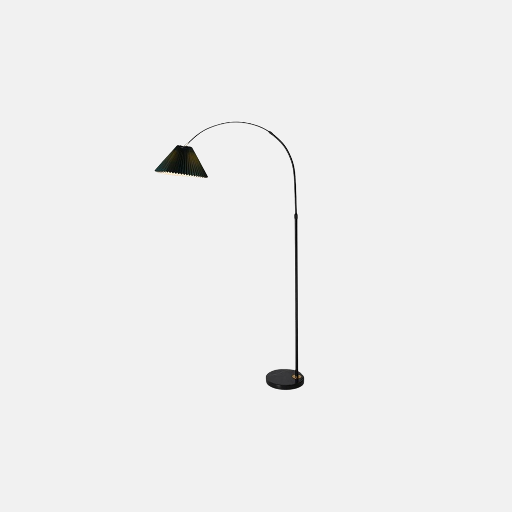 Modern Metal Fabric Hooded Yellow Green Floor Lamp Bedroom