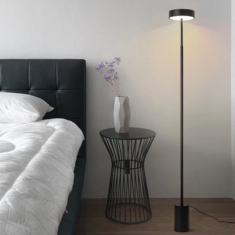 Minimalist Metal Linear Black White Gray Floor Lamp Bedroom